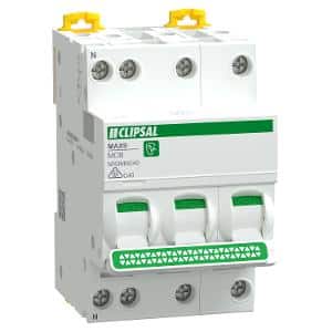 Clipsal MX9MN340, Miniature Circuit Breaker, Max9, 3P+N, 40A, C curve, 6000A