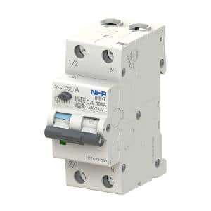 NHP DTRD1030A DIN-T Residual Current Breaker RCBO 10kA 1 Pole and Switched Neutral 10A C Curve 30mA Type A