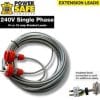 PowerSafe POWESL30-15-2.5 Lead Extension Braided 240V Single Phase 2.5mm Triple insulated cable - PVC V90 30 Metre complete with 15 Amp 3 Pin Industrial IP66 Plug/Socket