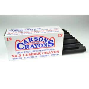 Carson CAR3BLK Lumber Crayon, Hexagonal, Waterproof, 112mm x 13mm, Non-toxic, Box of 36, Black