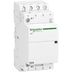 Schneider A9C20833 Acti9 iCT Series Din Contactor, 3 N/O Contacts, 3 Pole, 25A, 240V, 2 Module, Din Rail Mount