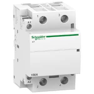 Schneider A9C20882 Acti9 iCT Series Din Contactor, 2 N/O Contacts, 2 Pole, 100A, 240V, 3 Module, Din Rail Mount