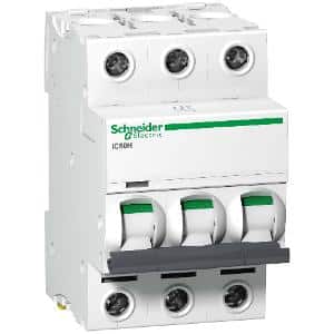 Schneider A9F54332 Acti9 Series Miniature Circuit Breaker, MCB, 3 Pole, 32A, 415V, C Curve, 10KA, Din Rail Mount, 3 Module, IC60H