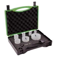 Sheffield BTWEL9 Bristol 9-Piece Holesaw Kit, Bi-Metal, Quick Release Arbors, 20-70mm Sizes, Suitable for Metal/Wood/Plastic, Case Included, Black/Green