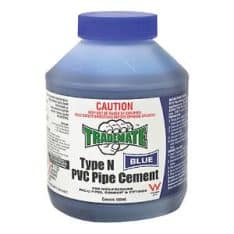 Trademate TRAA5422 PVC Pipe Cement, Type N, Solvent, 500mL, Non-Pressure, Fast Setting, Includes Applicator Brush, Blue