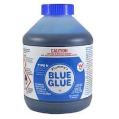 Trademate TRAA5587 PVC Pipe Cement Type N, Solvent, Non-Pressure, 1L, Fast Setting, High Bond Strength, Applicator Brush Included, Blue