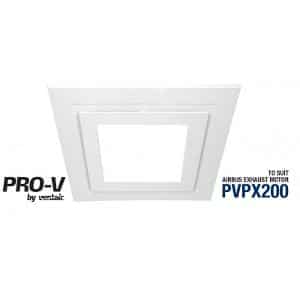 Ventair ABGLED200WH-SQ Airbus 200 Exhaust Fan Grille, Square with Centre LED Light, Suit PVPX200 Airbus Modular, 272mm x 272mm, White