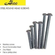 Alco SMR5322 Screw Metal Thread Round Combination Flat/Phillips Head,Machine Zinc Plated, 5/32" x 2", Pack of 100