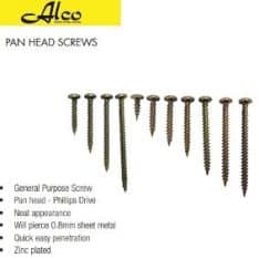 Alco P720/100 Screw Pan Head Self Drilling Needle point, Yellow Zinc Plated, 7g x 20mm, Pack of 100