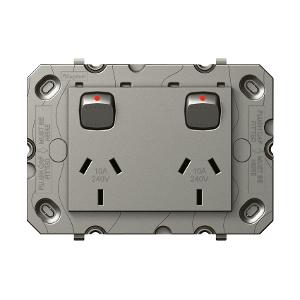 Legrand AR777MGN, Arteor 770 series - Horizontal double powerpoint 2 gang 10A 240V a.c. magnesium