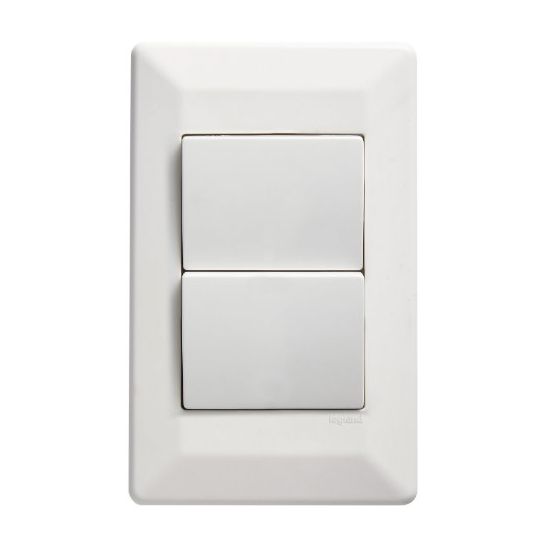 Legrand CM920/2WE, Como - Vertical Single Pole Double Throw - rocker Switch 2 gang 10A 240V a.c. white