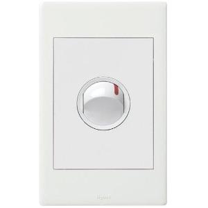Legrand E-DED 1G Excel Life Vertical Switch, 40A Double Pole Rocker, Flush Mount, IP66, 230-240VAC, Dedicated Plate, Gloss White