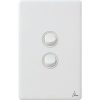 Legrand ED770/2IPWE Excel Life Dedicated Plate Series Switch, Weatherproof, IP66, Single Pole Double Throw, Flush, 2 Gang, Vertical, 240V 16AX, 1 or 2 Way, White Electric