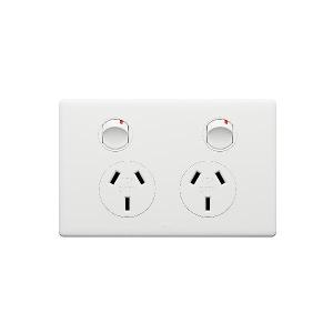 Legrand ED777MW Excel Life Double Powerpoint, 10A, Horizontal, 2 Outlets, AS/NZS 3112 Compliant, Matte White Finish