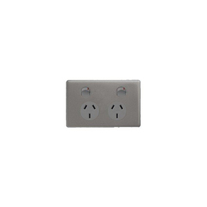 Legrand ED777UG Excel Life Dedicated Plate Series GPO, Double, Powerpoint, Switchplug Combination, Single Pole, Flush, Horizontal, 240V 10A, 3 Pin, Urban Grey