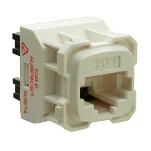 Legrand RJ8P8C6/1 HPM Range Cat6 RJ45 Socket, Data Mechanism, 45° Angle Contacts, T568A Wiring Code, Wall Mount, Single Pack, White